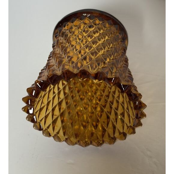3 Home Interiors Amber & Clear Glass Votives Candle Holder Diamond Cut Grommet - Picture 4 of 16